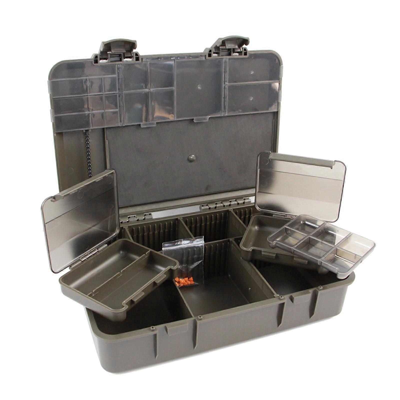 Carp Fishing Tackle Box Multi Compartments Storage Case for Beads Gear Hooks