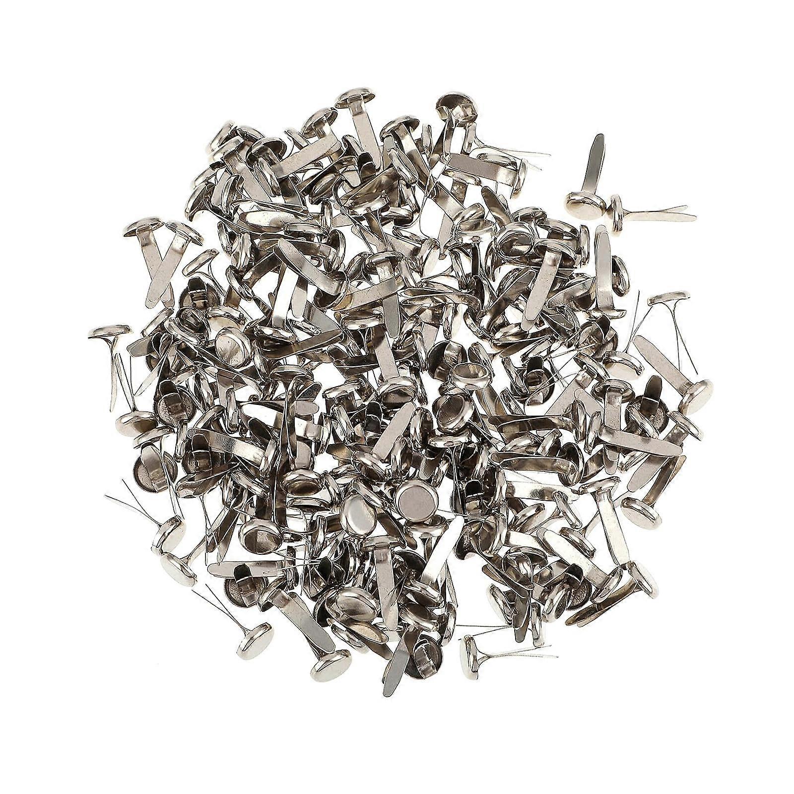 100pcs Mini Brads Pattern Clips Metal Paper Clasps Split Pins Round Head Clips for School Scrapbooking Paper Paper Clip Silver