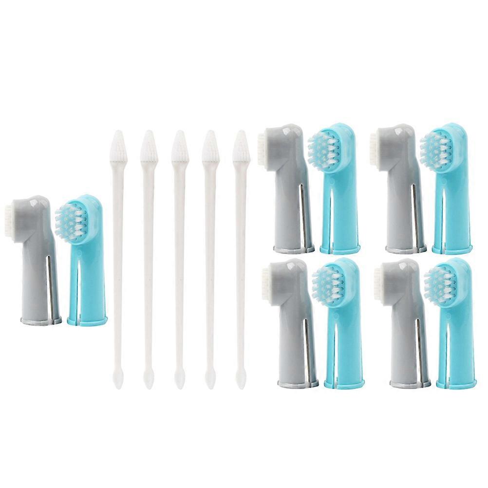 Pet Toothbrush Kit for Dogs and Cats Assorted Color ABS Materials with Finger Brushes and Long Handle 15 Pcs