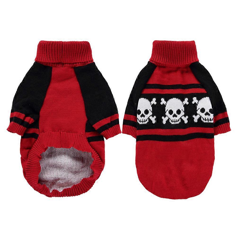 Dog Halloween Costume with Skull Design for Durable Wear Acrylic Fibers Red Color Great for Pet Wearing Size L