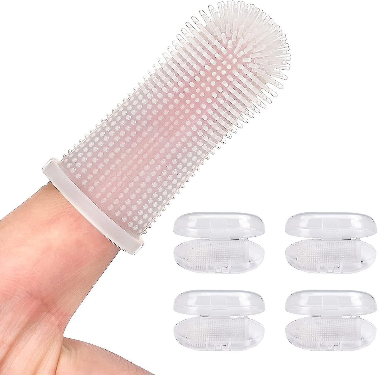 Dog Finger Toothbrush Teeth Cleaning Kit Set, 4 Pack