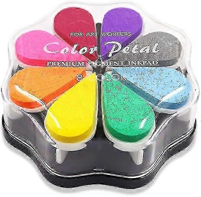 8 Colors Petal Ink Pad Diy Hand Stamp Printing Pad Creative Multicolor Craft Stamp Pad Rainbow Finger Stamps Strong Coverage