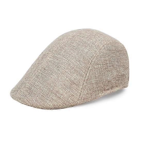 Men Retro Advanced Hat Solid Color Casual Portable Breathable Sun Protection Anti-UV Literary Newsboy Hat Forward Cap Beret