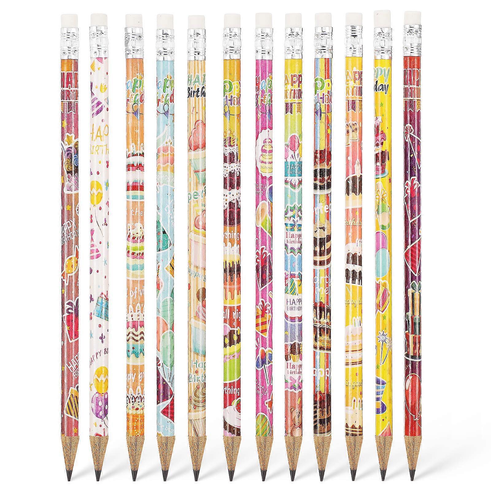 Birthday Pencils For Kids 48 Pcs Colorful Design Comfortable Grip Writing Smooth Experience