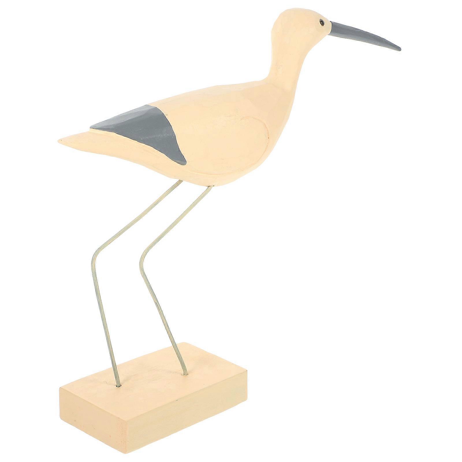 Hand Carved Bird Ornaments Wood Seabird Figurine Home Decor White Seabird Shape Ornament 1Pack