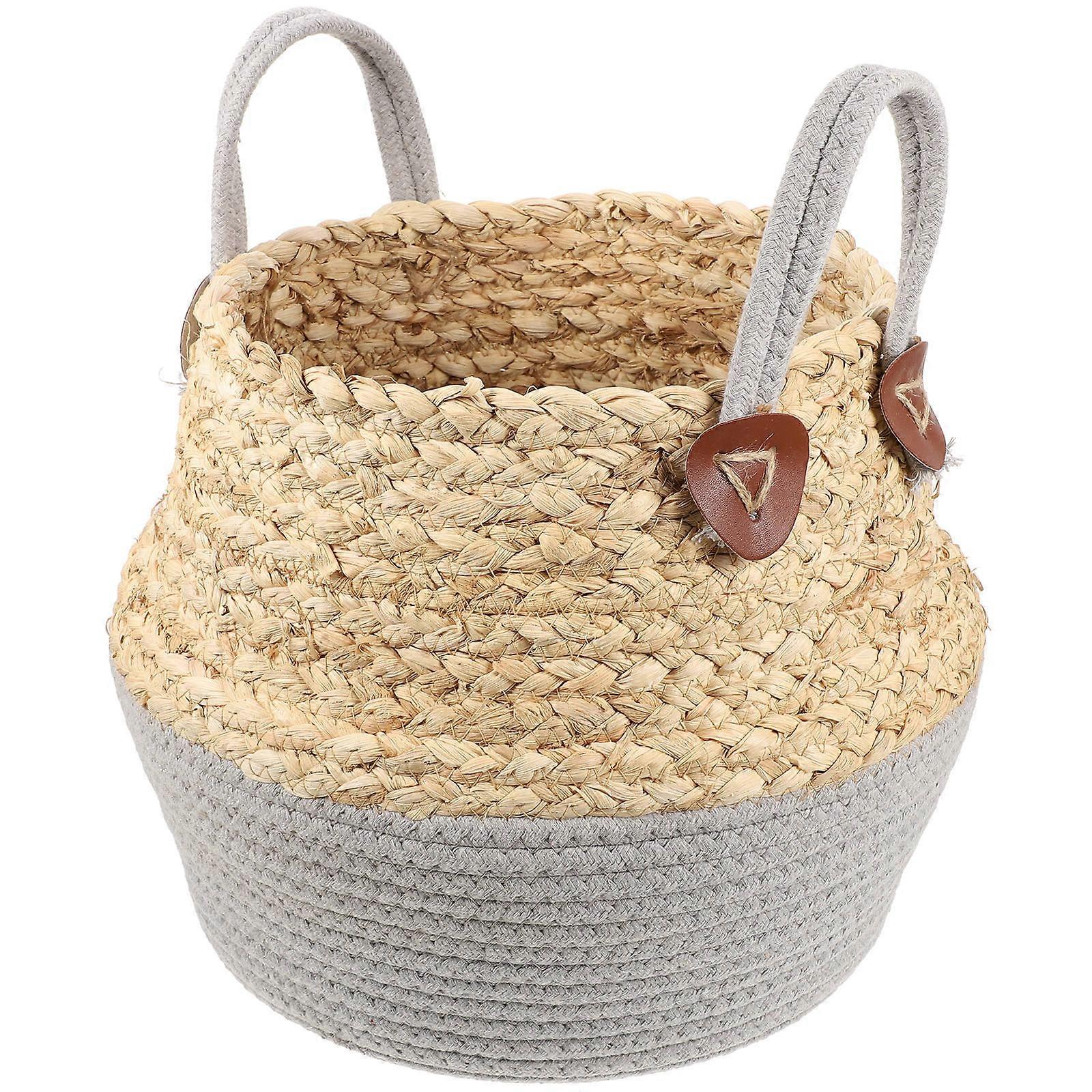 سلة تخزين العشب مع مقابض للديكور ألوان متنوعة تحافظ على الغرفة مرتبة ونظيفة بحجم كبير