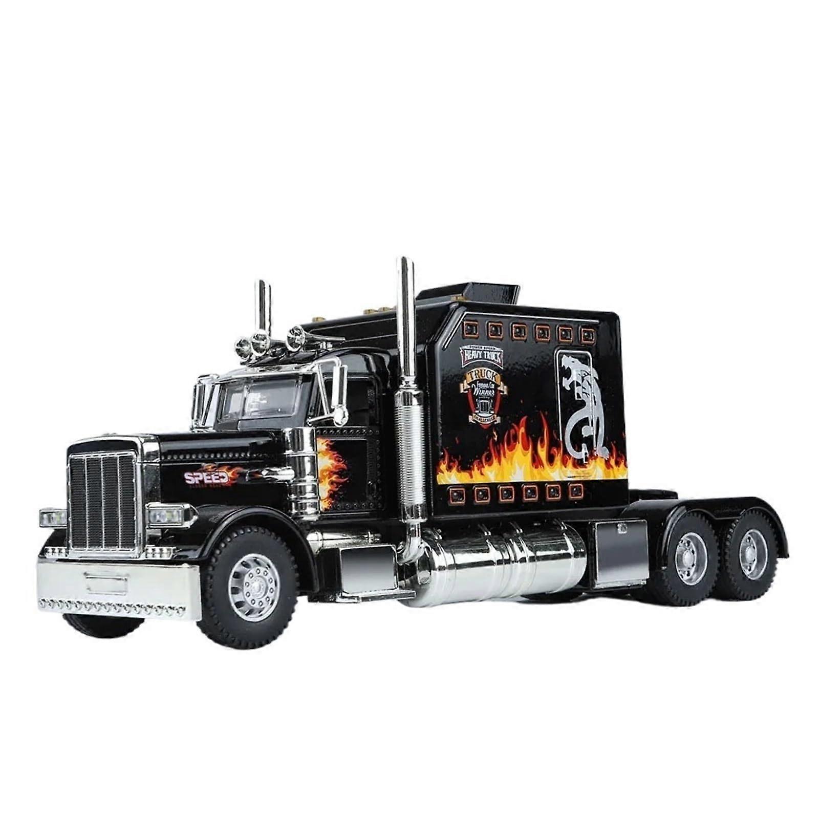 1:24 Die-Cast Model Car Container Transporter American Style, Light & Sound Features, Miniature White Car Model