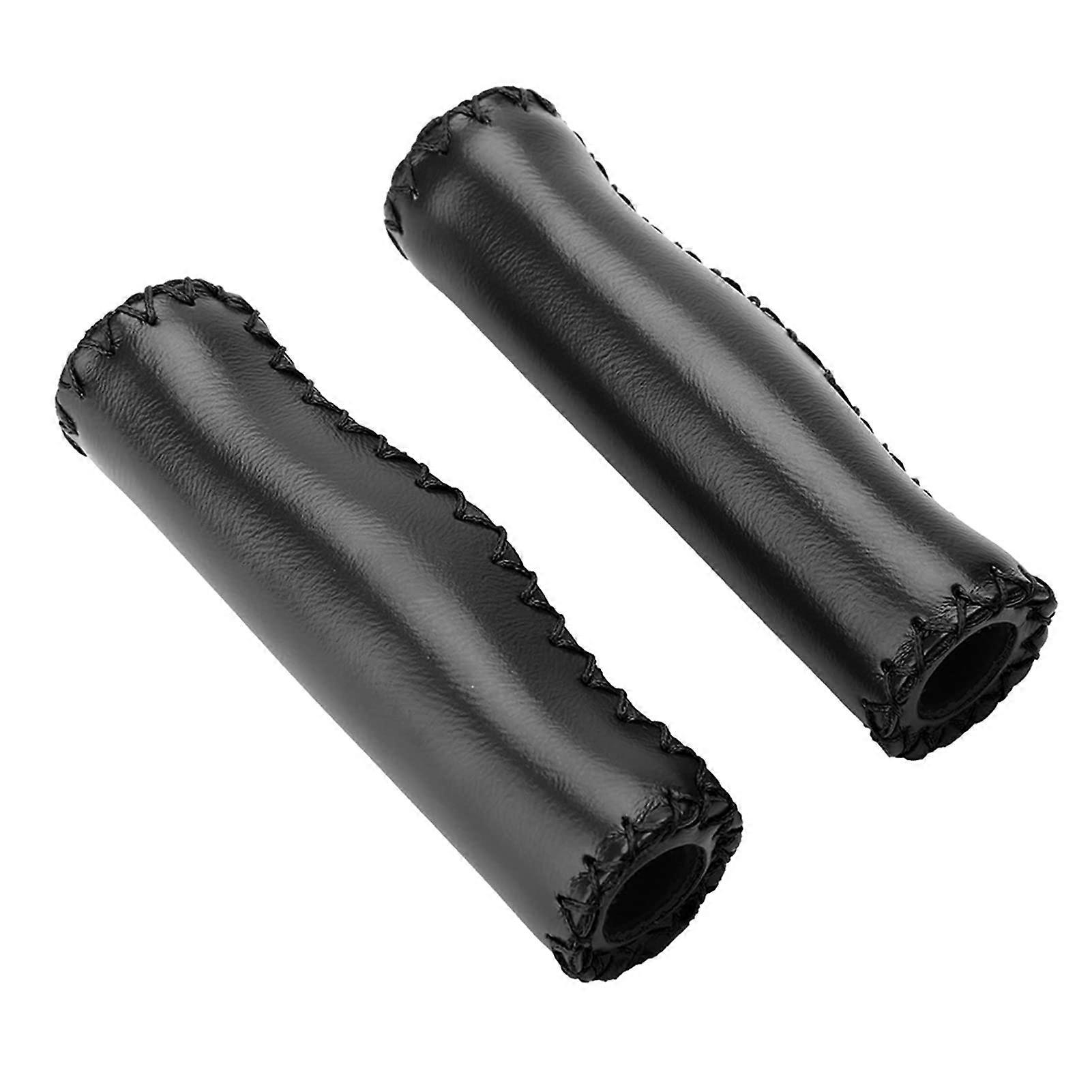 Bicycle handlebar end grips, durable, comfortable bicycle handle grips with plug for 22mm bicycle handlebars (Black)