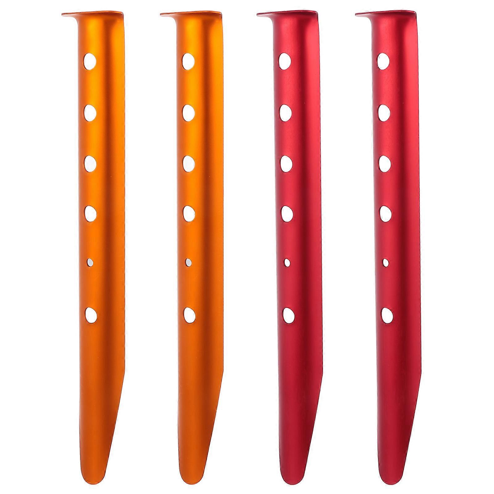 Camping Tent Pegs Sand Tent Peg U-Shaped Resistant to Stress Beach Camping Tent Accessories Red 4Pcs