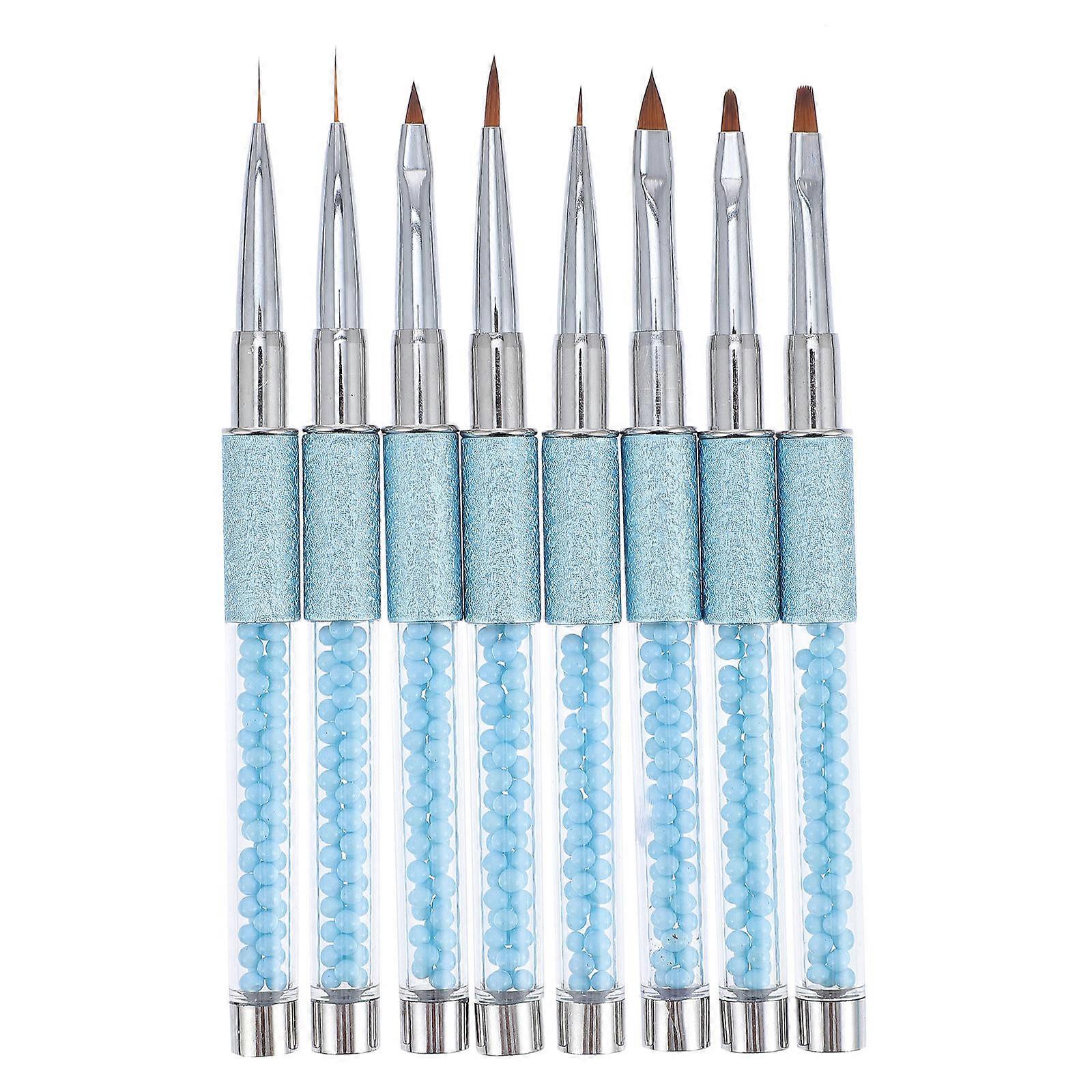 8pcs Nail Art Brush Set for Beauty Lightweight Durable with Long Handle Blue