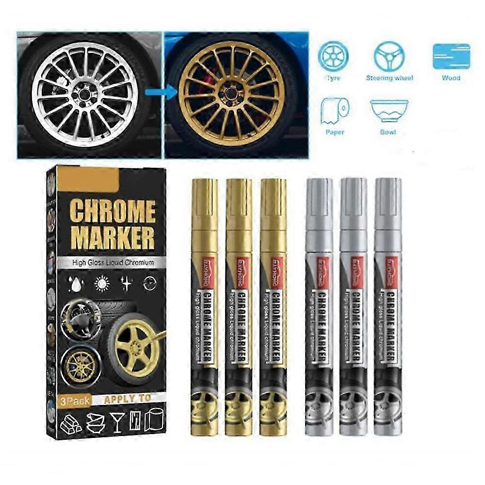 New Metallic Liquid Chrome Mirror Finish Paint Pen Waterproof DIY Art Marker 1/2box