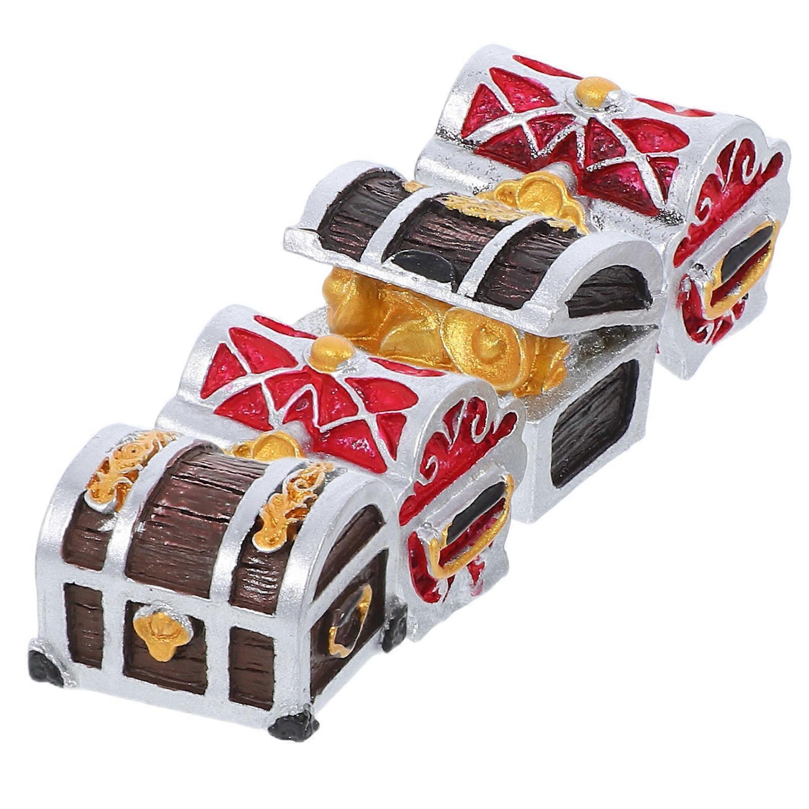 Aquarium Decoration 4Pcs Mini Resin Cartoon Mediterranean Treasure Box For Fish Tank Assorted Color Rectangular Antique Design