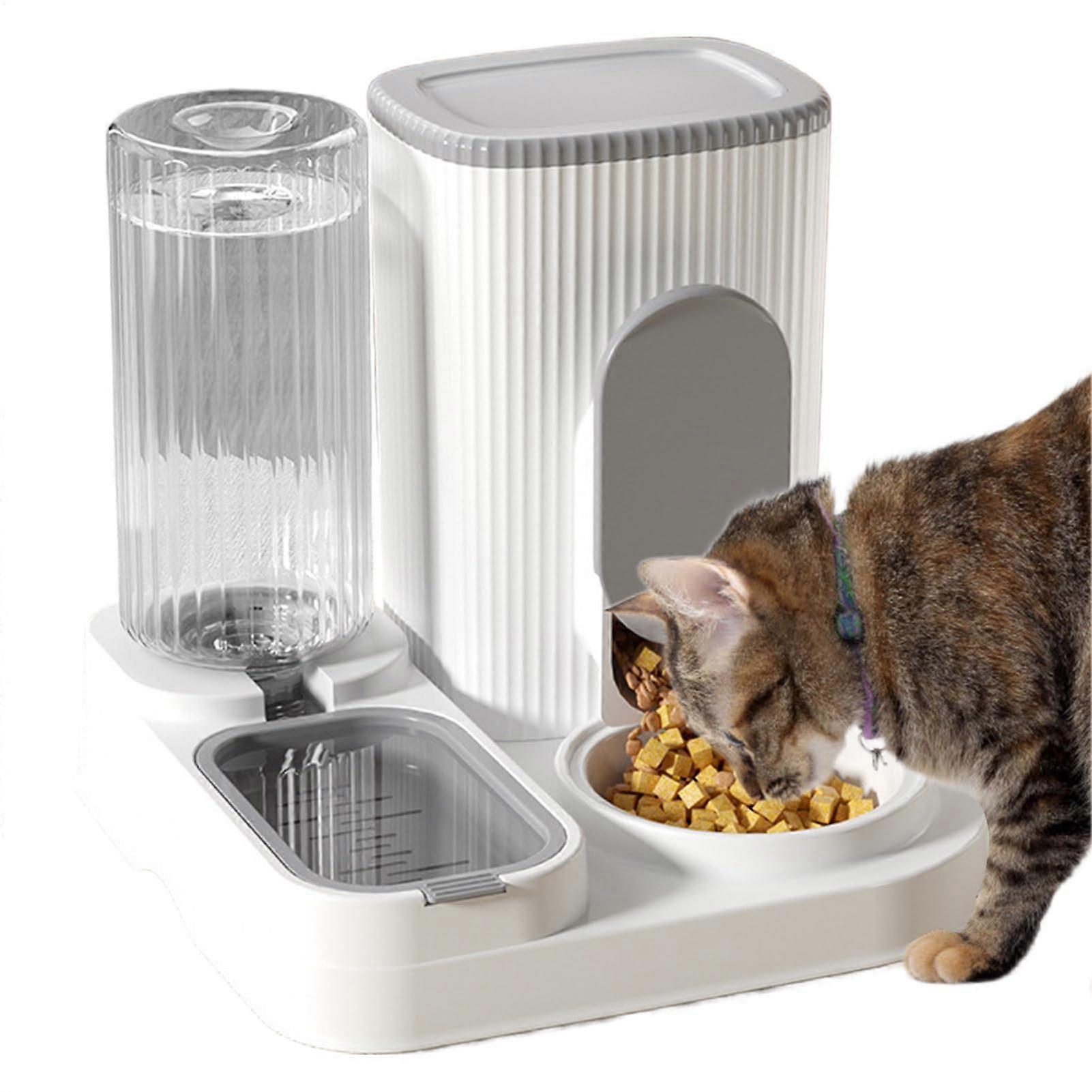 Auto Cat Feeder, Automatic Pet Feeder for Dry Food with Removable Bowls, Gray