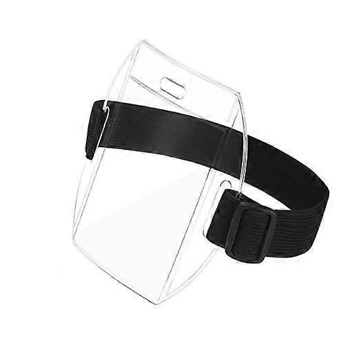 1 Pair Arm Badge Holder Armband Id Card Holder With Hook And Loop Fastener Clear Plastic Name Tag Badge Carrier For Work Pass Universal Size
