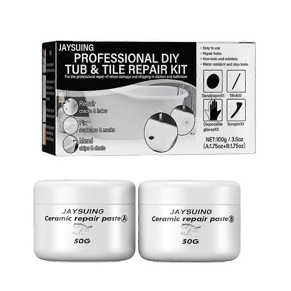 2pcs 100g AB Ceramic Fix Crack Paste Floor Tiles Glue Repair Agent for Bathtub Shower Porcelain Repair Kit
