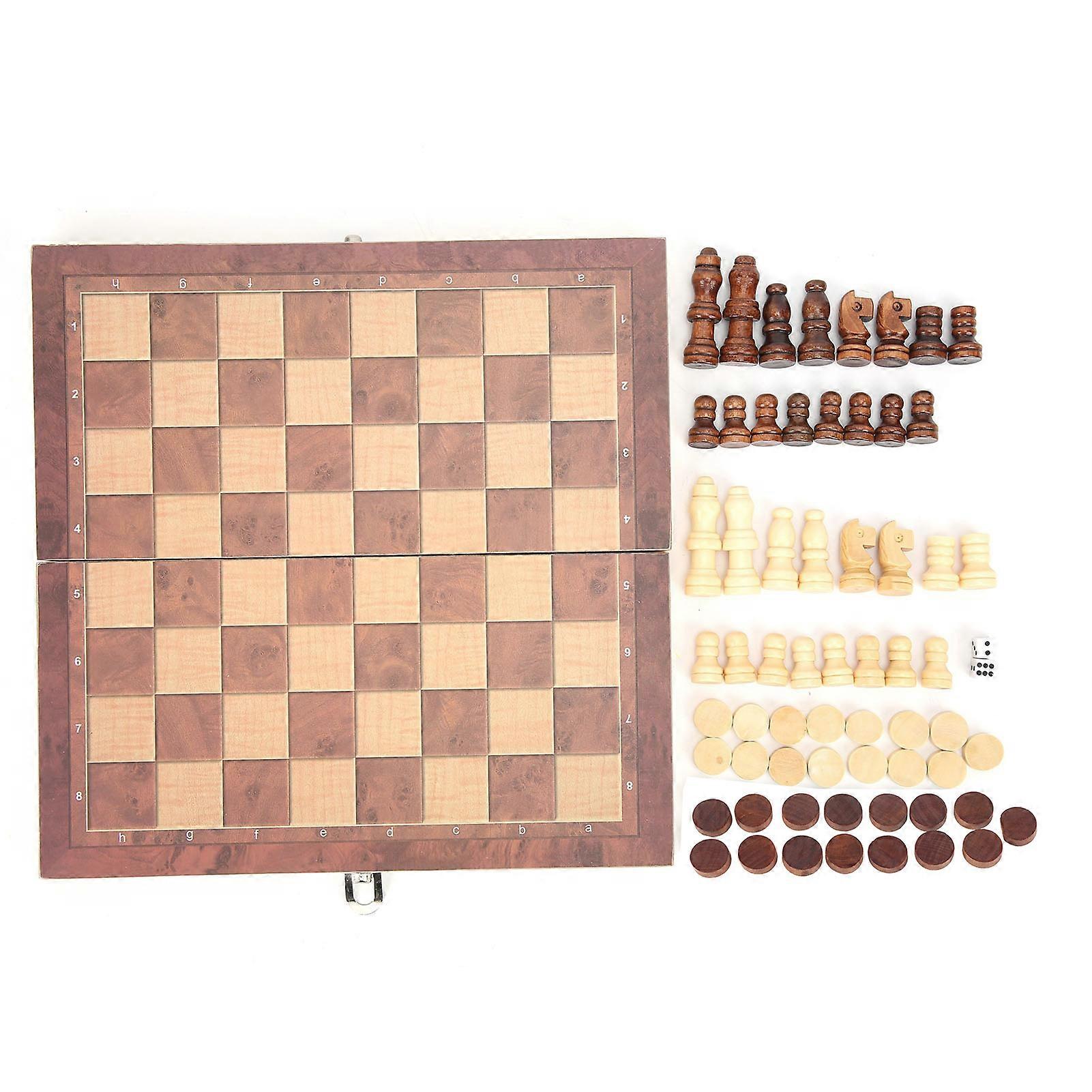 3‑In‑1 Chess Checkers Gobang Folding Chess Board Portable Interactive Chess Game ToyM 29 x 29cm / 11.4 x 11.4in