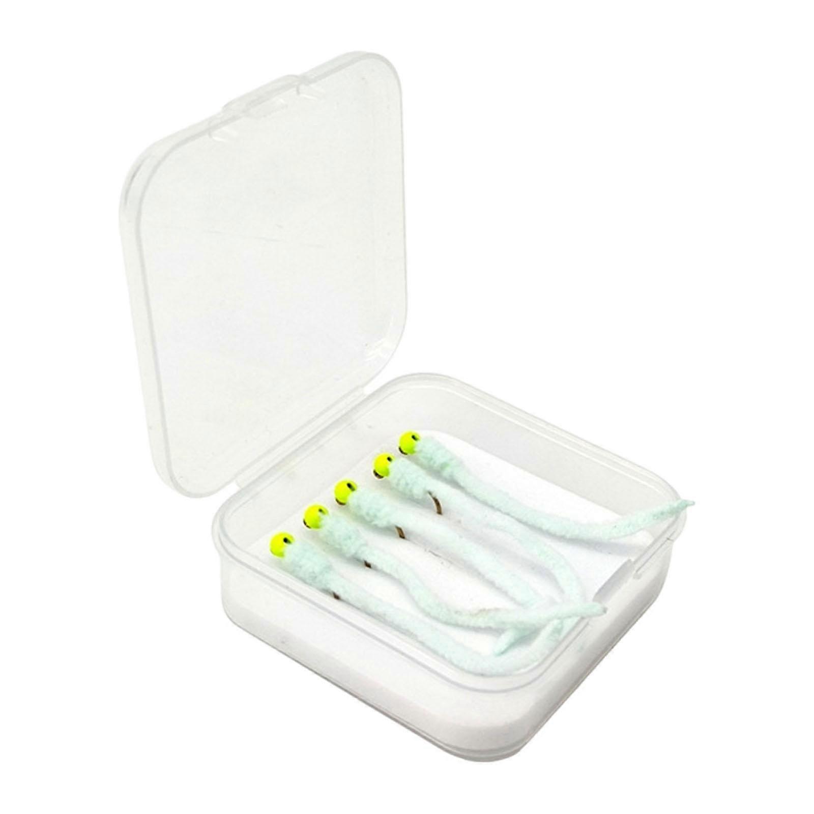 5 Pieces Fly Fishing Lures with High Carbon Hooks and Glowing Beads for Beginners - White Simulation Tools