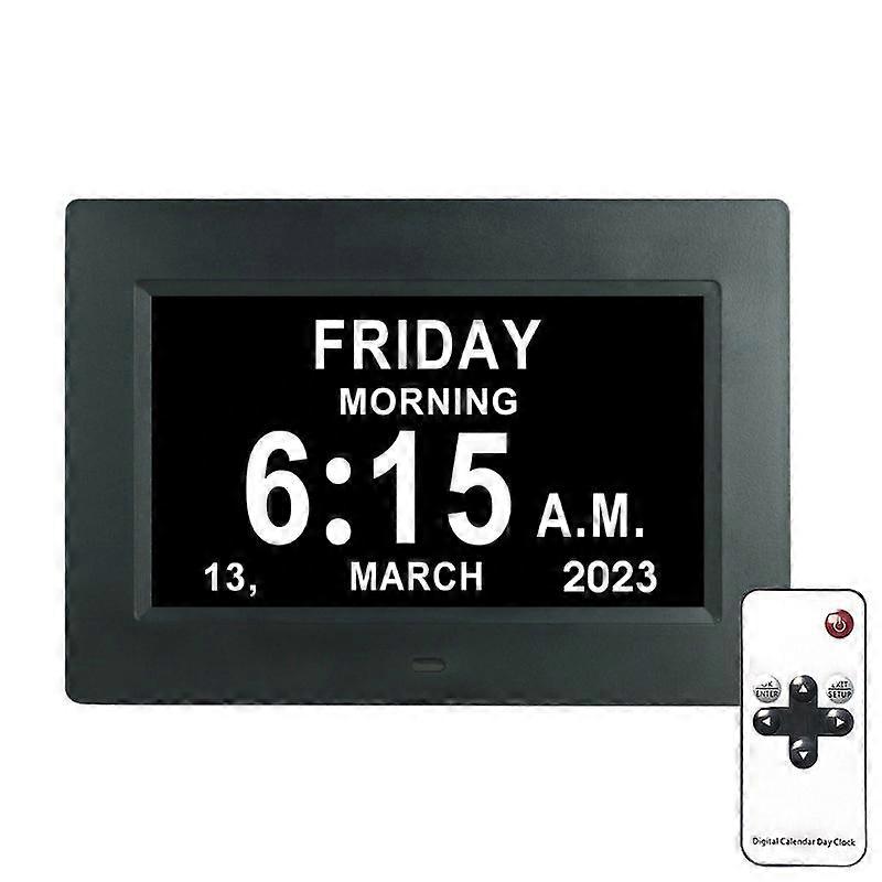 7-inch Digital Frame Calendar Day Clock US Plug Black