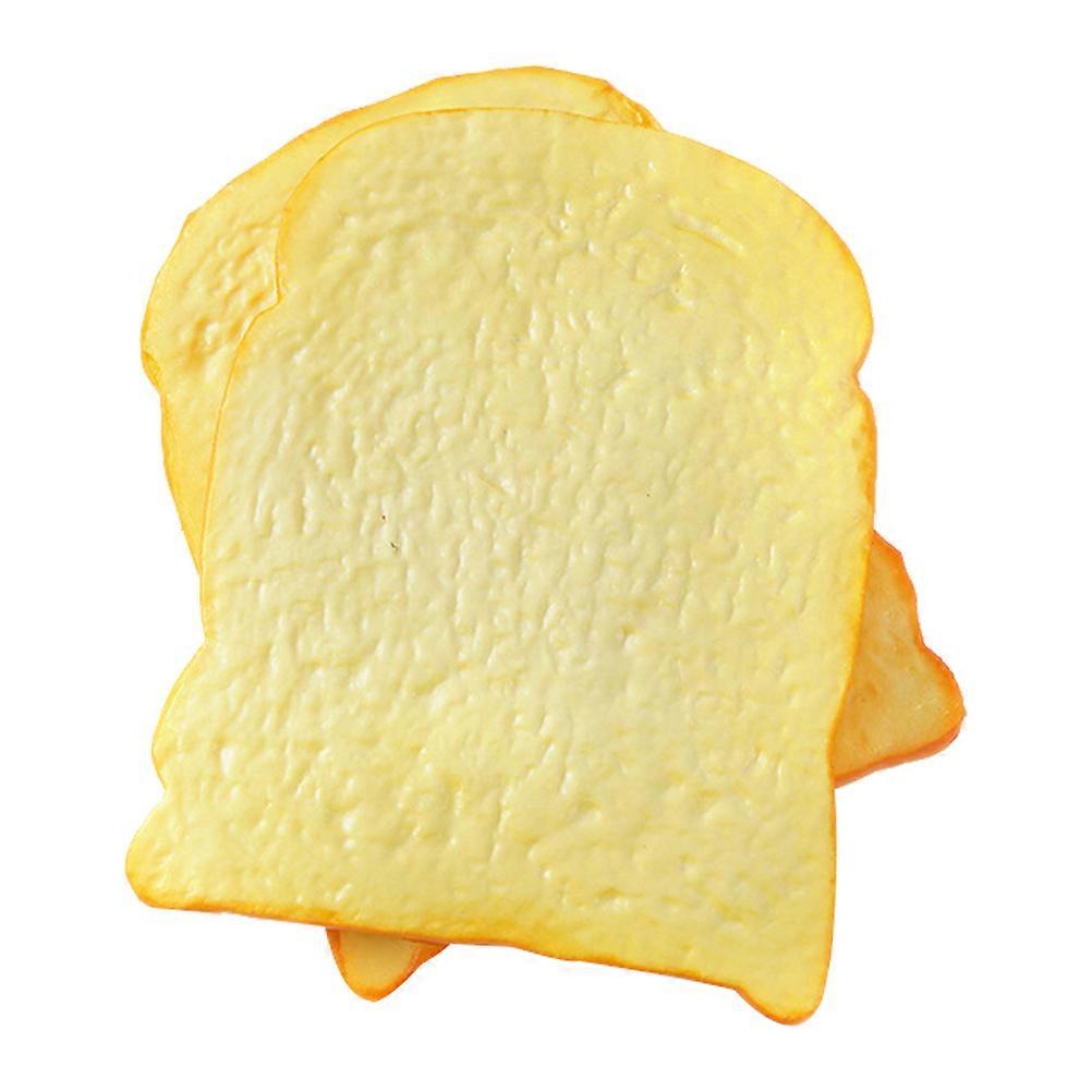 Durable Vivid Artificial Toast Model PU Bread Decor for Kitchen Photography and Bakery Display Yellow 2pcs