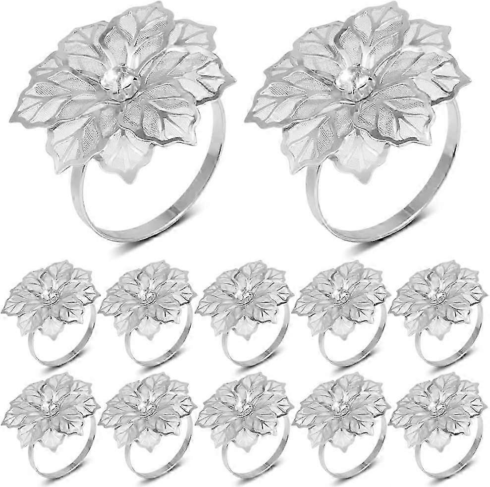 12 Pcs Napkin Rings Silver