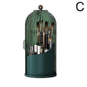 Rotating Makeup Brush Holder - Dustproof Cosmetic Organizer with Mirror (UK)