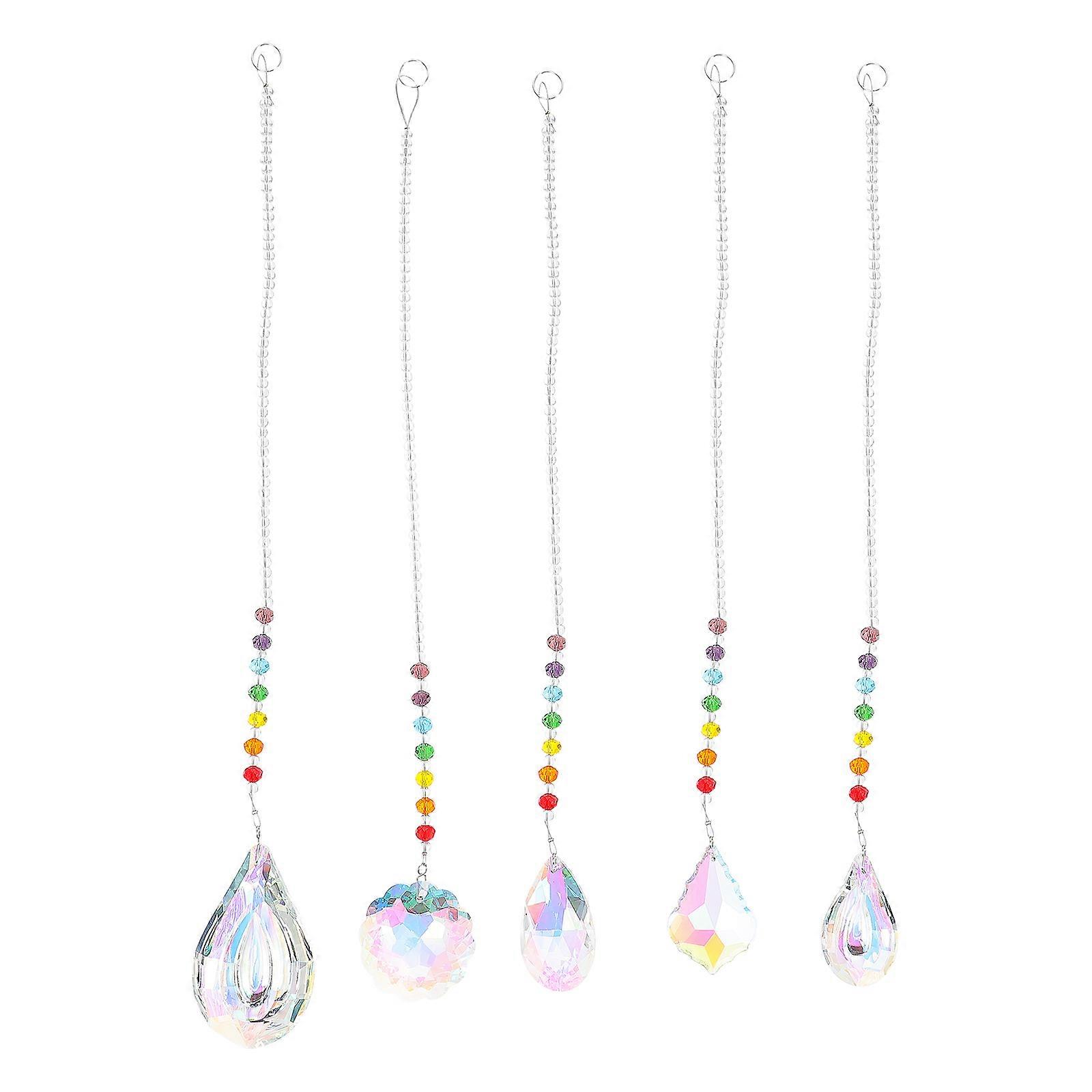 Rainbow Crystal Prisms 5Pcs Window Hanging Decor Multi Suitable For Door Patio Decoration
