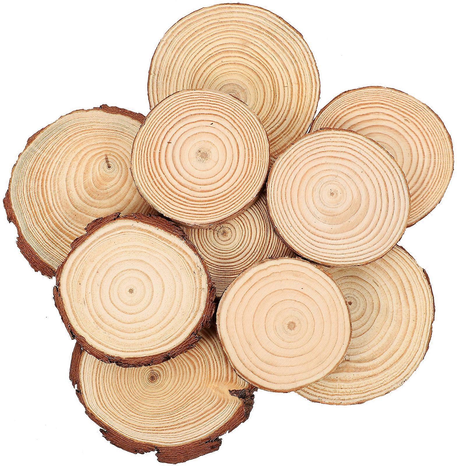 Brown Wood Slices Keychains for Decoration Lightweight Portable and Durable 10 Pieces