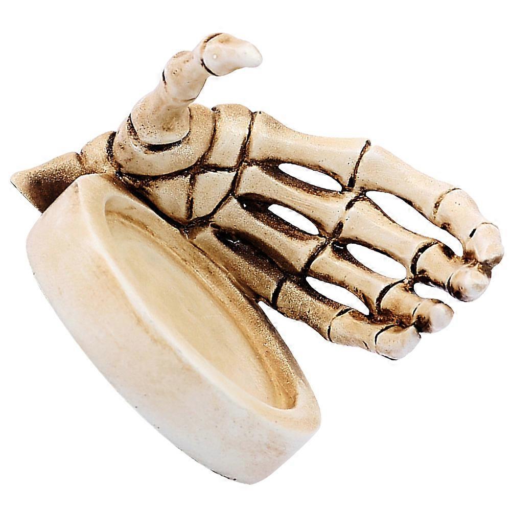 حامل شمعة يدوي من الراتنج البيج لتزيين الهالوين يخلق جوا مخيفا 6.5 بوصة