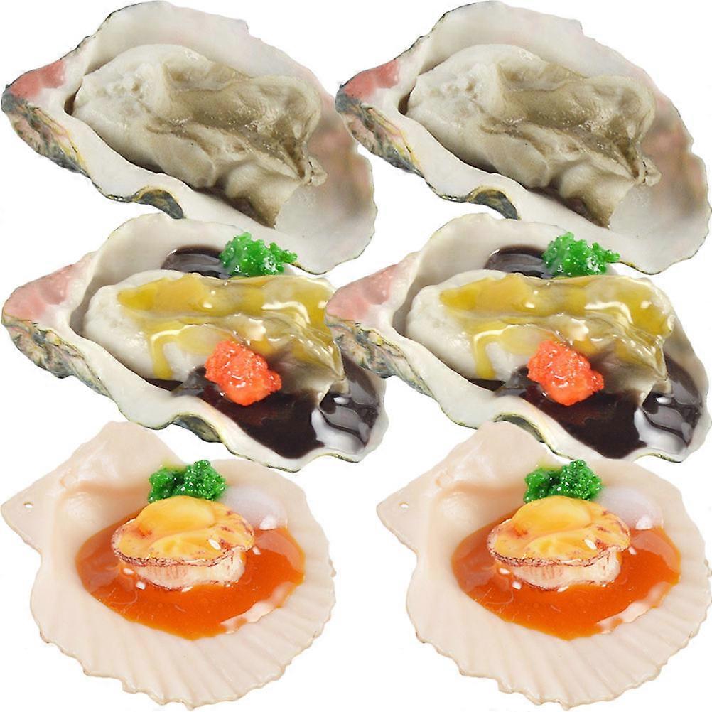 6pcs Realistic Seafood Models Oyster Scallop Display Props for Shops Photography Decoration
