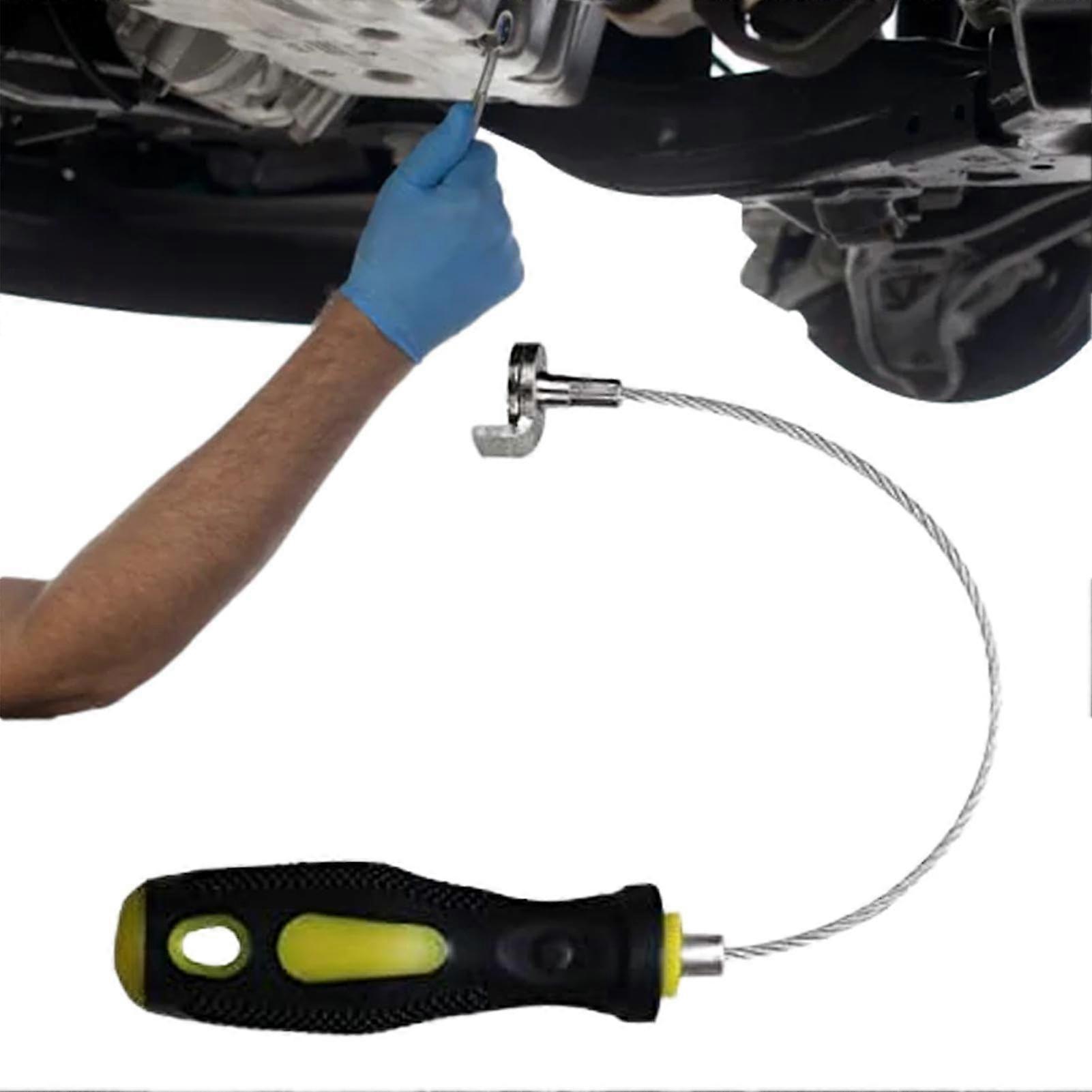 Car Oil Drain Plug Wrench Strong Magnetic Tool for Removing Oil Drain Plug Strong Magnetic Key Pickup Tool Against Scalding with Ergonomic Handle