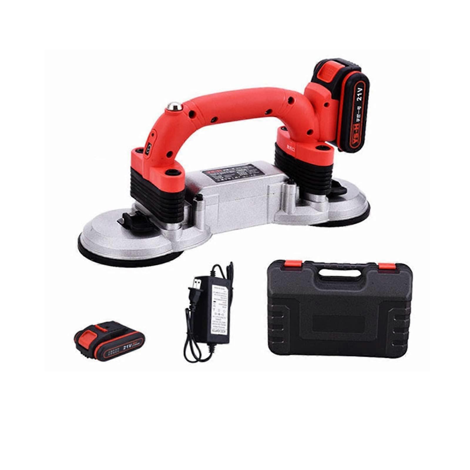 Electric Tile Cutter Tile Vibration Power Tool Wall Floor Tile Suction Cup Vibrator Tile Tool (With 2PCS Battery) 1 UK With 2pcs Battery