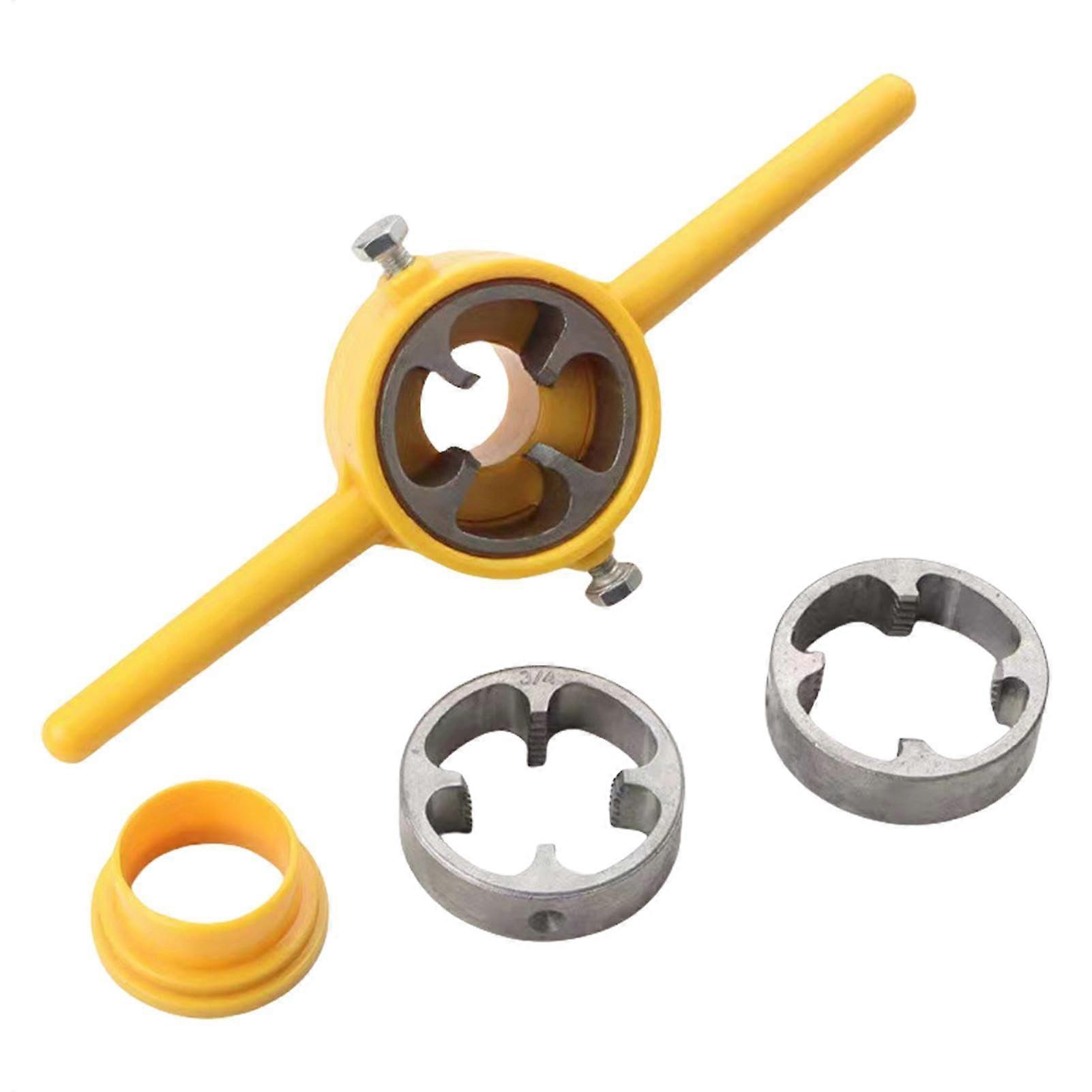 PVC Pipe Die Set, 6-Piece Round Die Kit for NPT Threading, Reusable Manual Pipe Threader With 1/2 In, 3/4 In, 1 In Dies