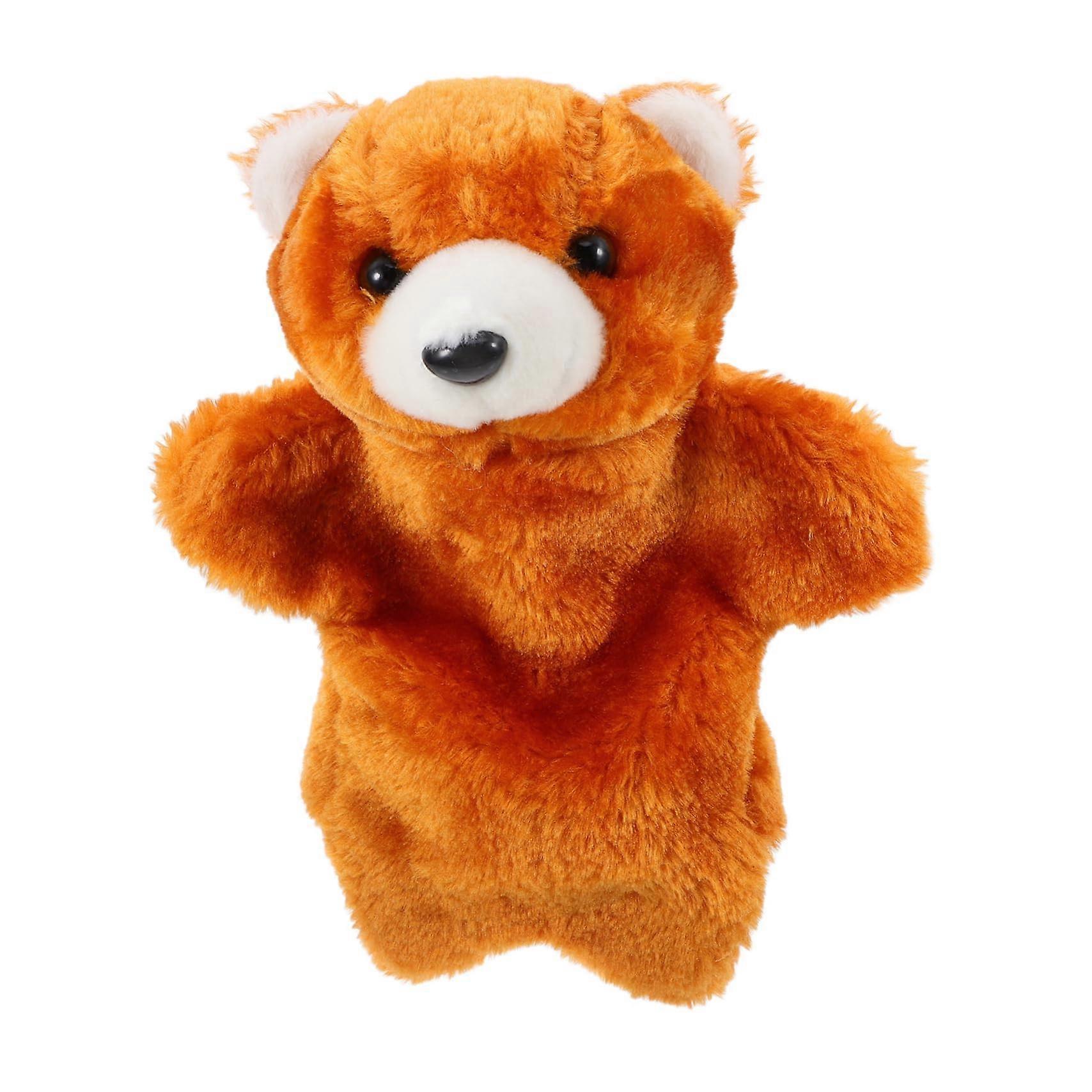 Interactive Bear Hand Puppet Soft Plush Toy Made of Cotton Fabric for Social Learning and Storytelling Skills Development