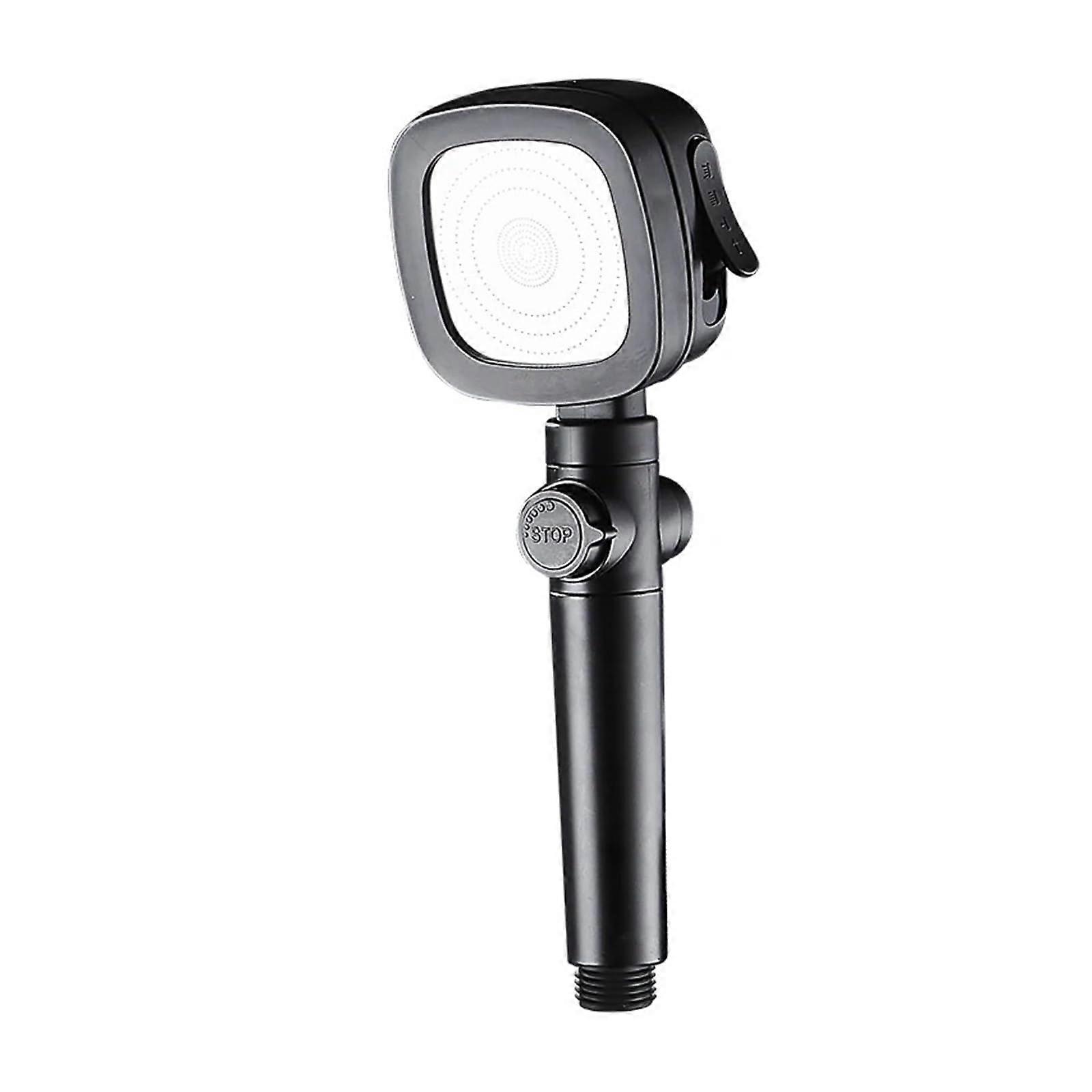 4 Modes Adjustable Shower Head Pressure Water Saving OneKey Stop Black
