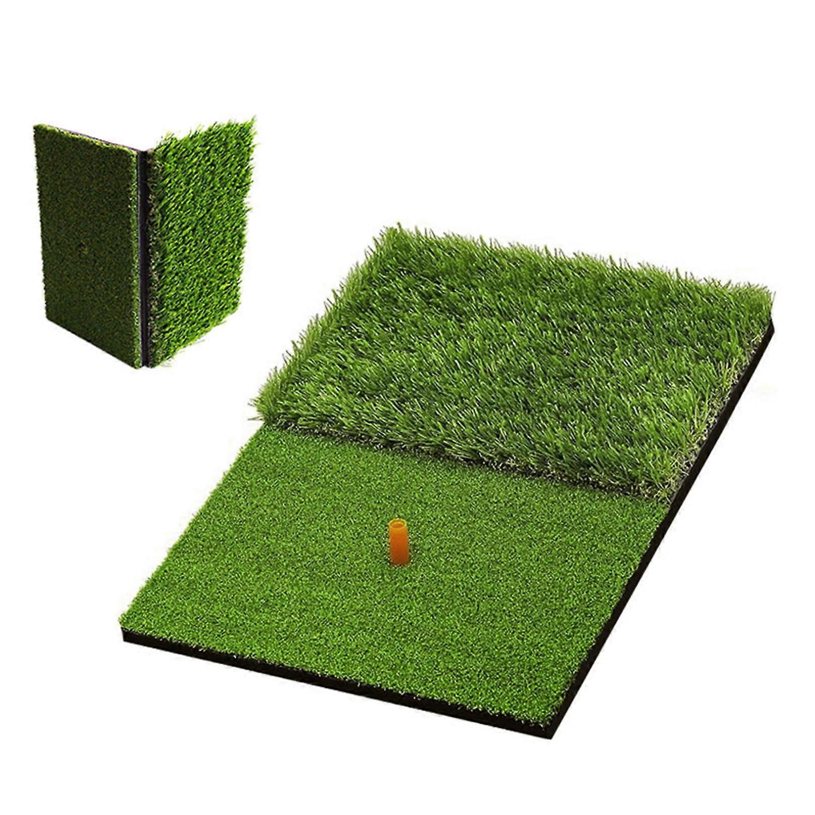 Golf In Double Grass Folding Strike Pad Indoor Outdoor Training Mat 30x60cm Double Grass Pattern Green Multi Functional