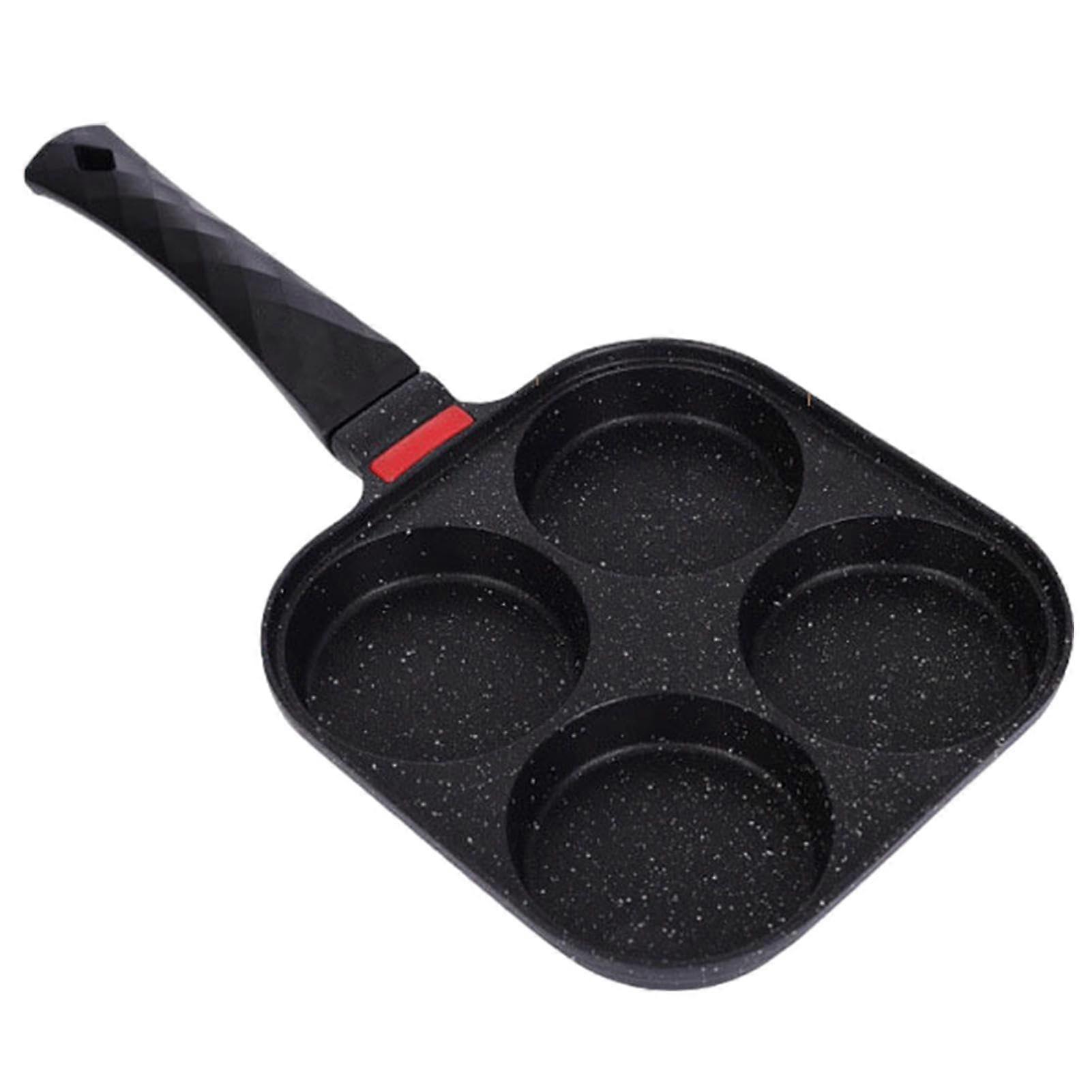 Egg Frying Pan Multihole Nonstick Aluminum Cooker 4 Cup Small Pancake Pan for Induction and Stove with Ergonomic Handle