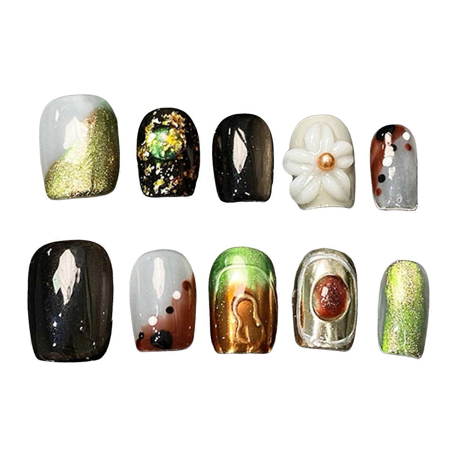 10stk flash kat øjne firkantet tryk på negle ultra-fleksibel langvarig falsk