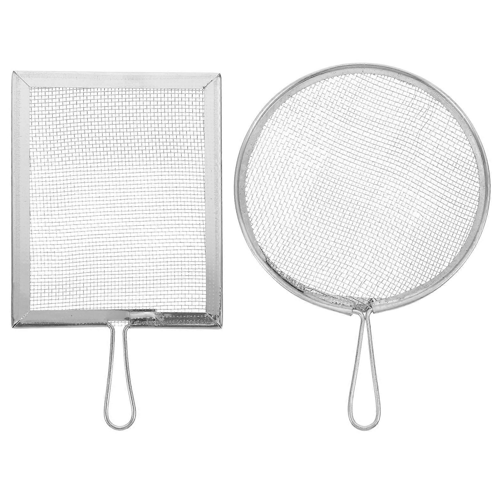 Stainless Steel Fine Mesh Sieve Set   Multi Use Garden Soil Sifter & Glaze Strainer with Ergonomic Handle for Crafts & Gardening, Durable Metal