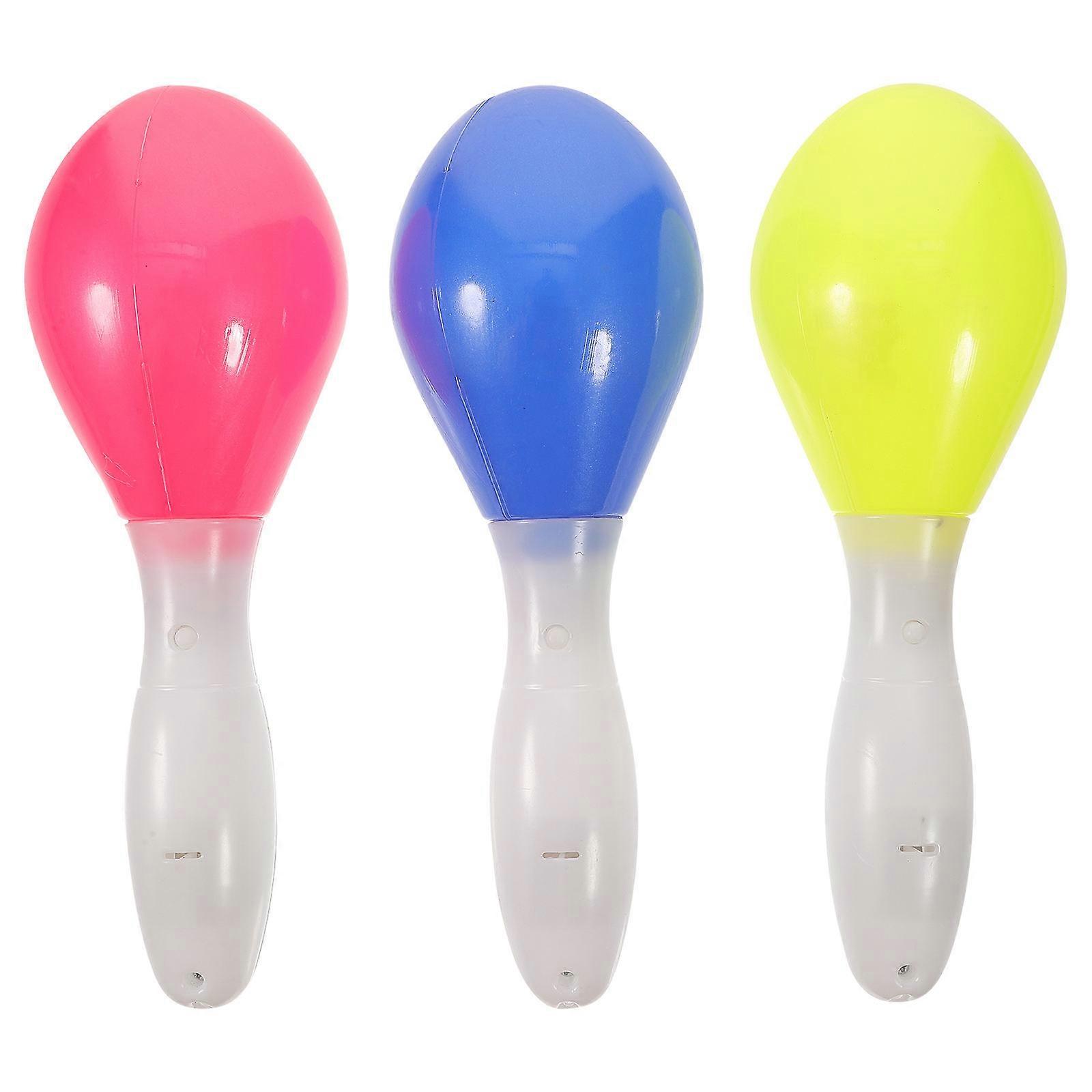 LED Maracas Party Props for Concerts Plastic Assorted Color Lighting 3Pcs