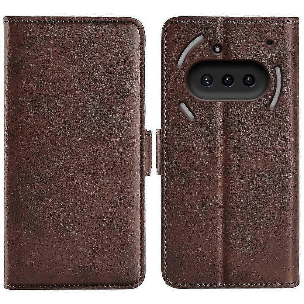 Genuine Leather Magnetic Closure Flip Phone Case with Dual-Sided Design