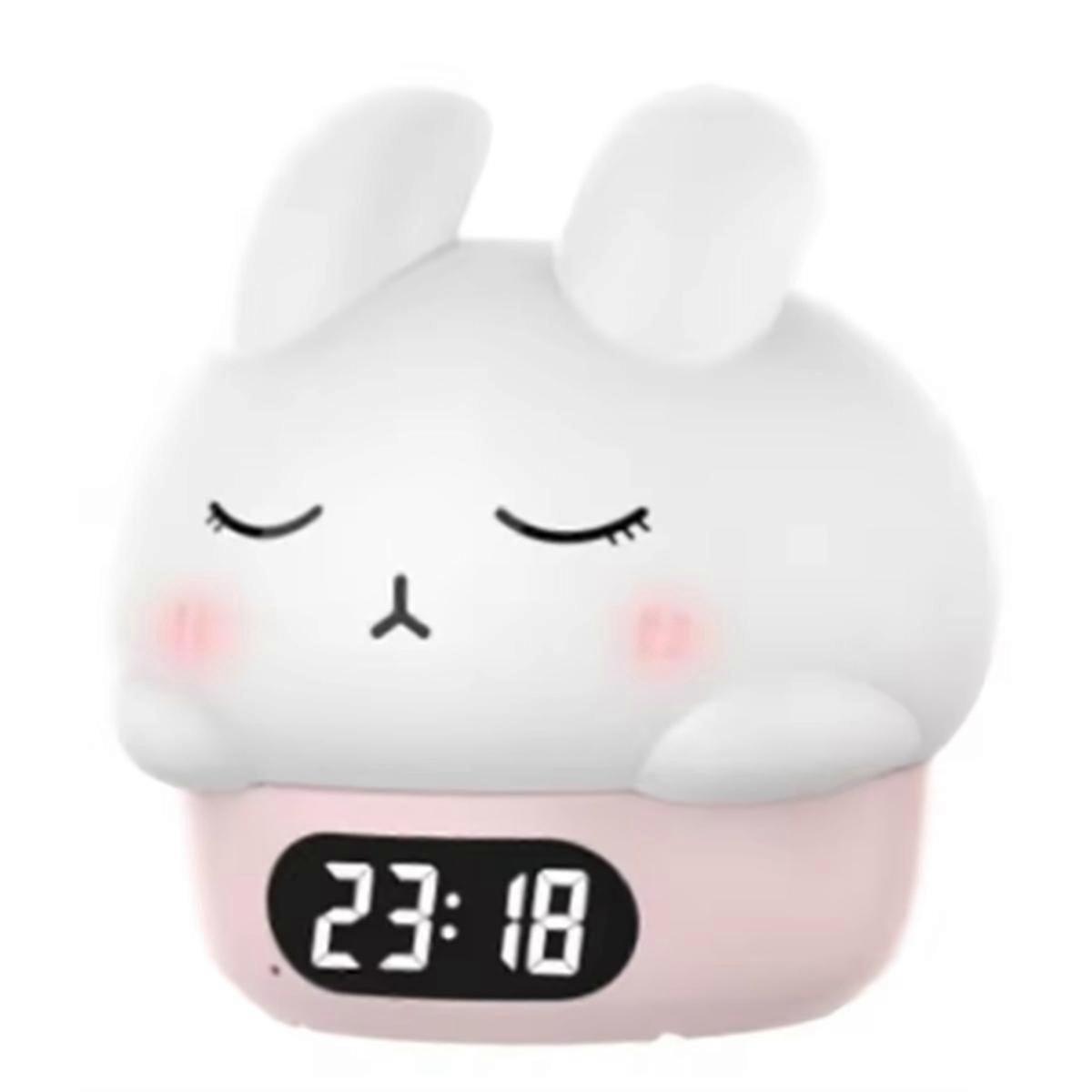 Shy Rabbits Pattern Night Light Alarm Clock: Accompanies You in Sleep for a Peaceful Bedroom