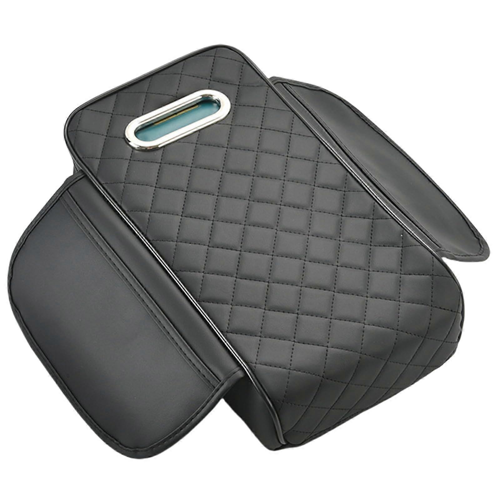 Improved Comfort Car Console Armrest Pad with Built In Tissue Box Luxurious Black