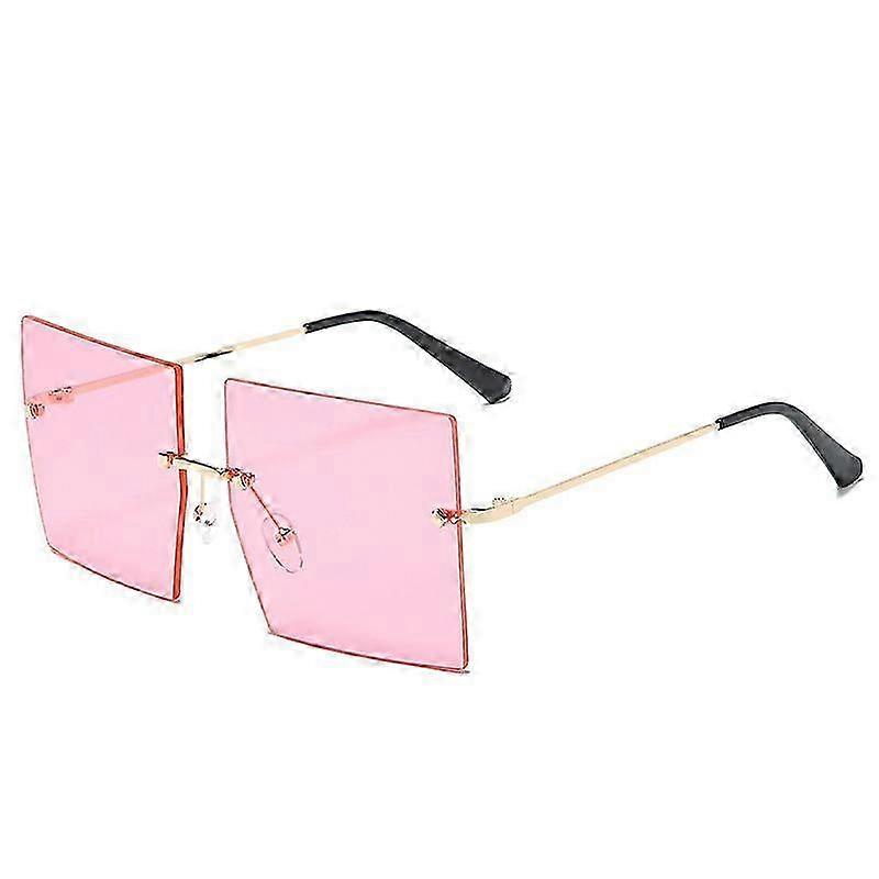 Vrouwen Oversized Randloze Zonnebril Diamond Cutting Lens Zonnebril