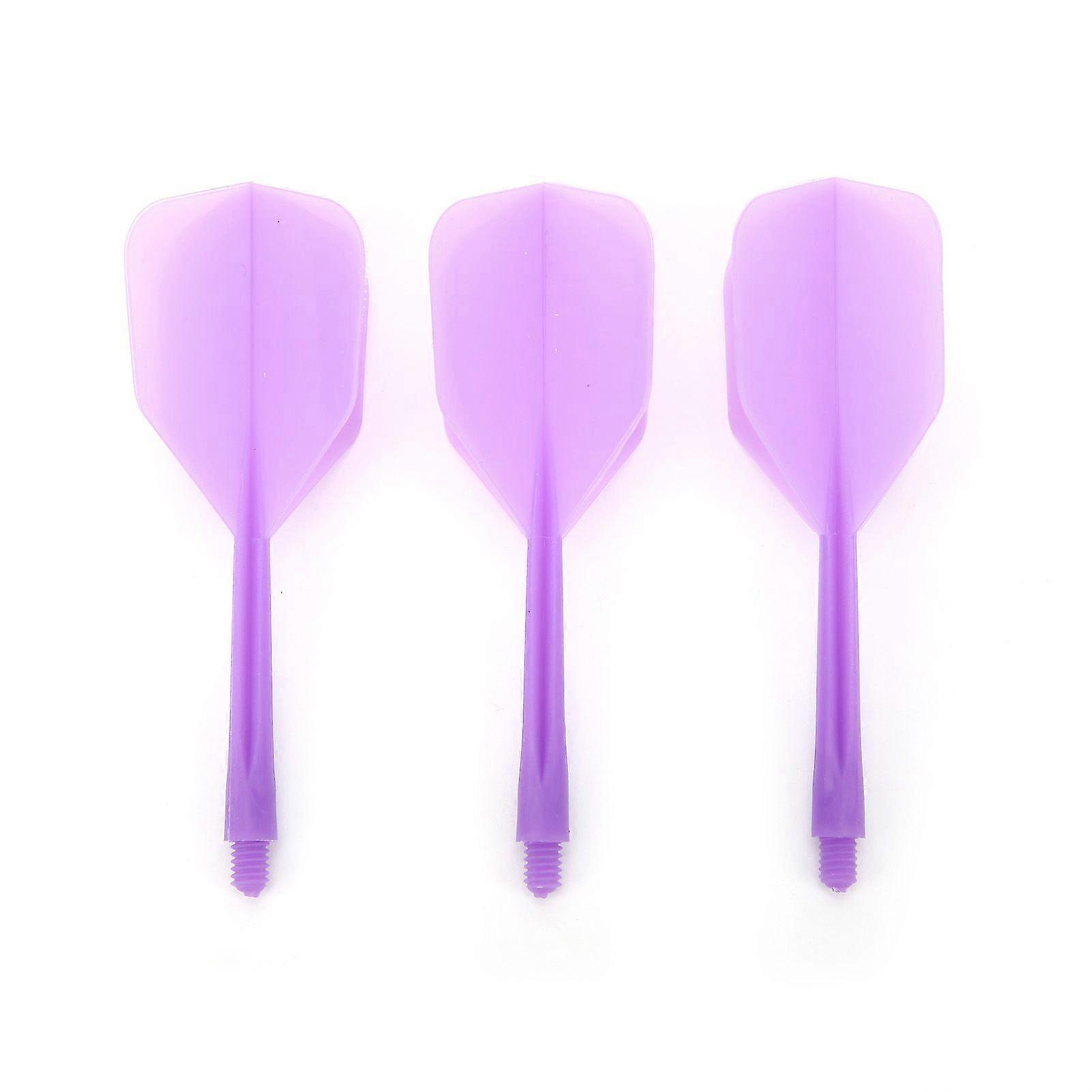 3 Pcs 2BA Integrated Transparent Dart Shaft and Flights Standard Shape Anti BreakPurple