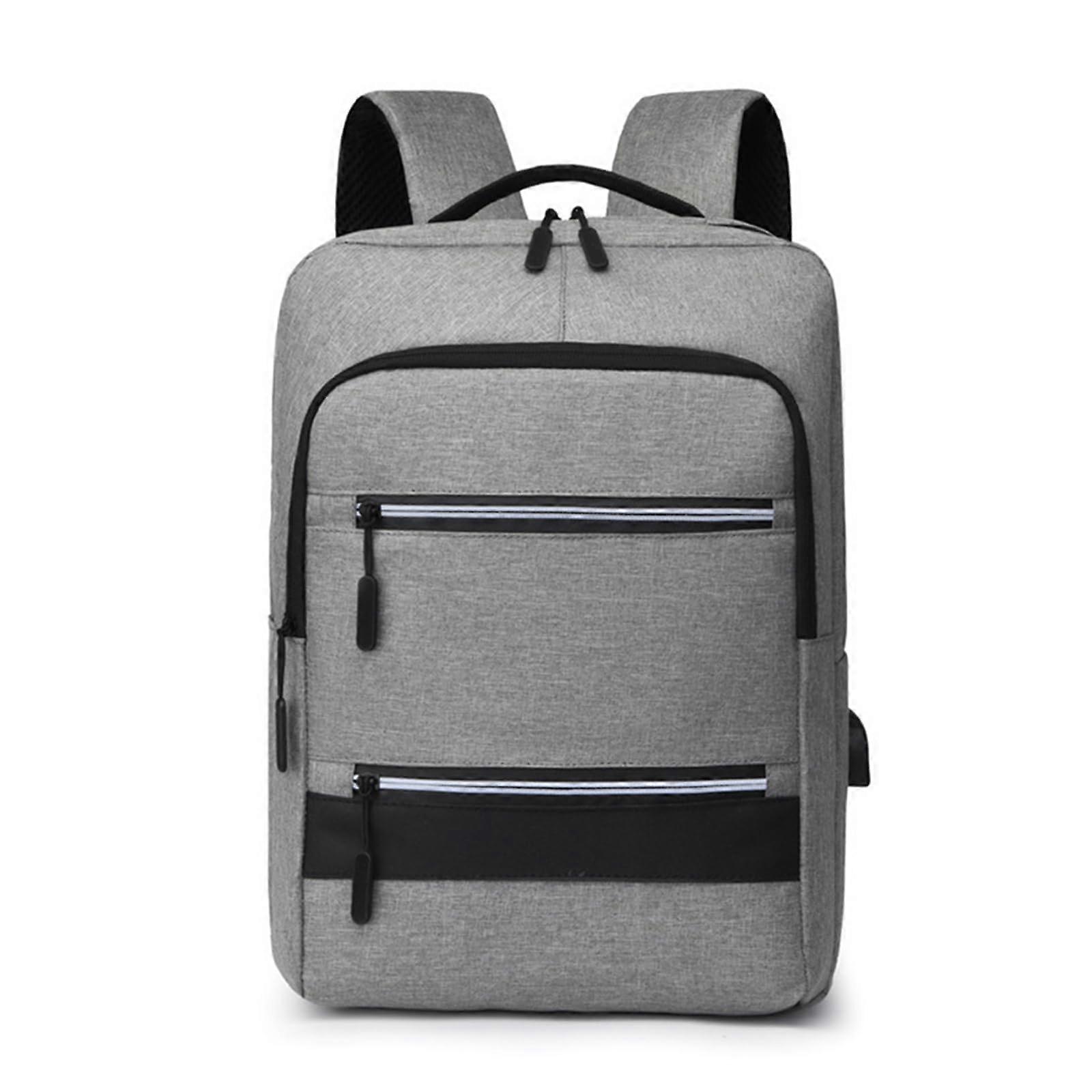 Large Capacity Backpack for College Students, Casual Laptop Daypack with USB Charging Port, Gray, for Teens and Men