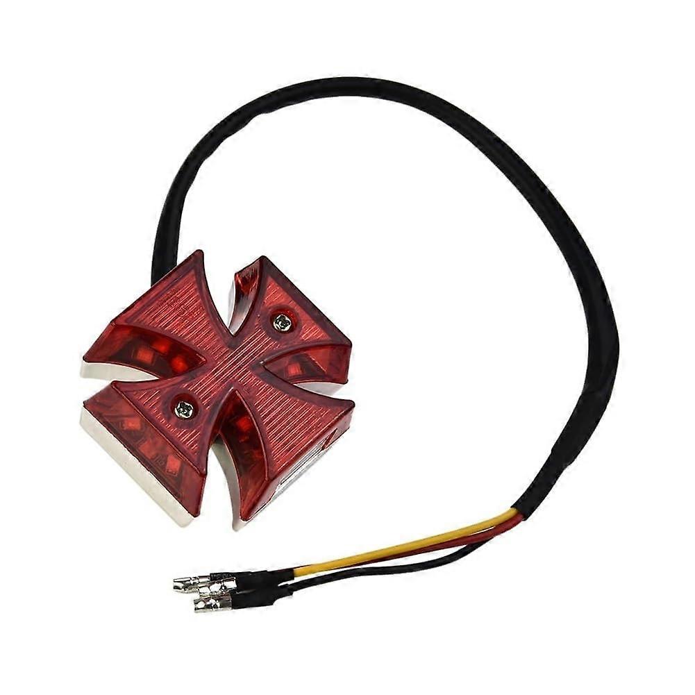 Brake Tail Light for Motorcycle - LED Running Light with Maltese Cross Design, Universal Fit for Choppers and Dirt Bikes