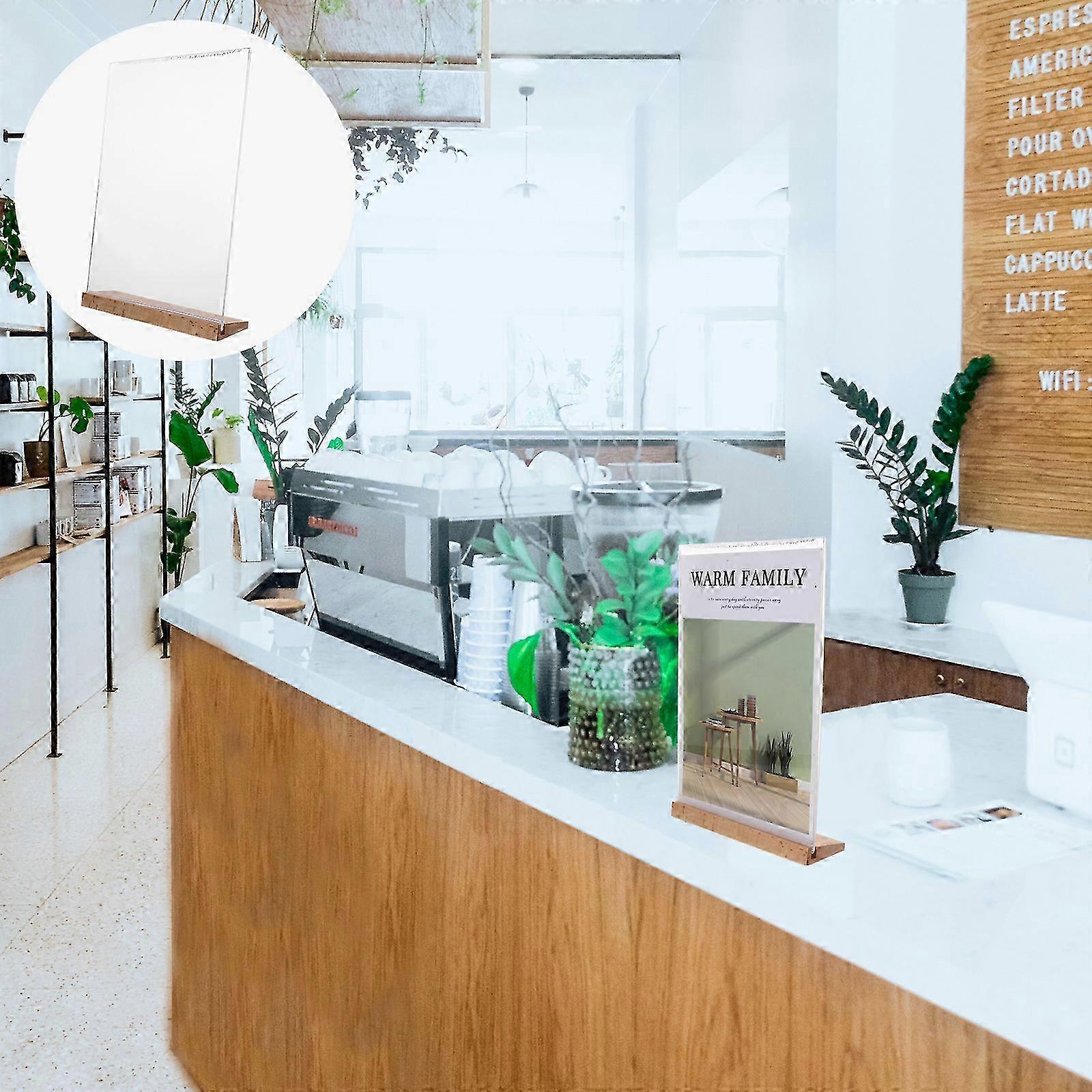 Acrylic Sign Holder Desktop Display Stand Tabletop Sign Holder Vertical Sign Holder with Wood Base 2025