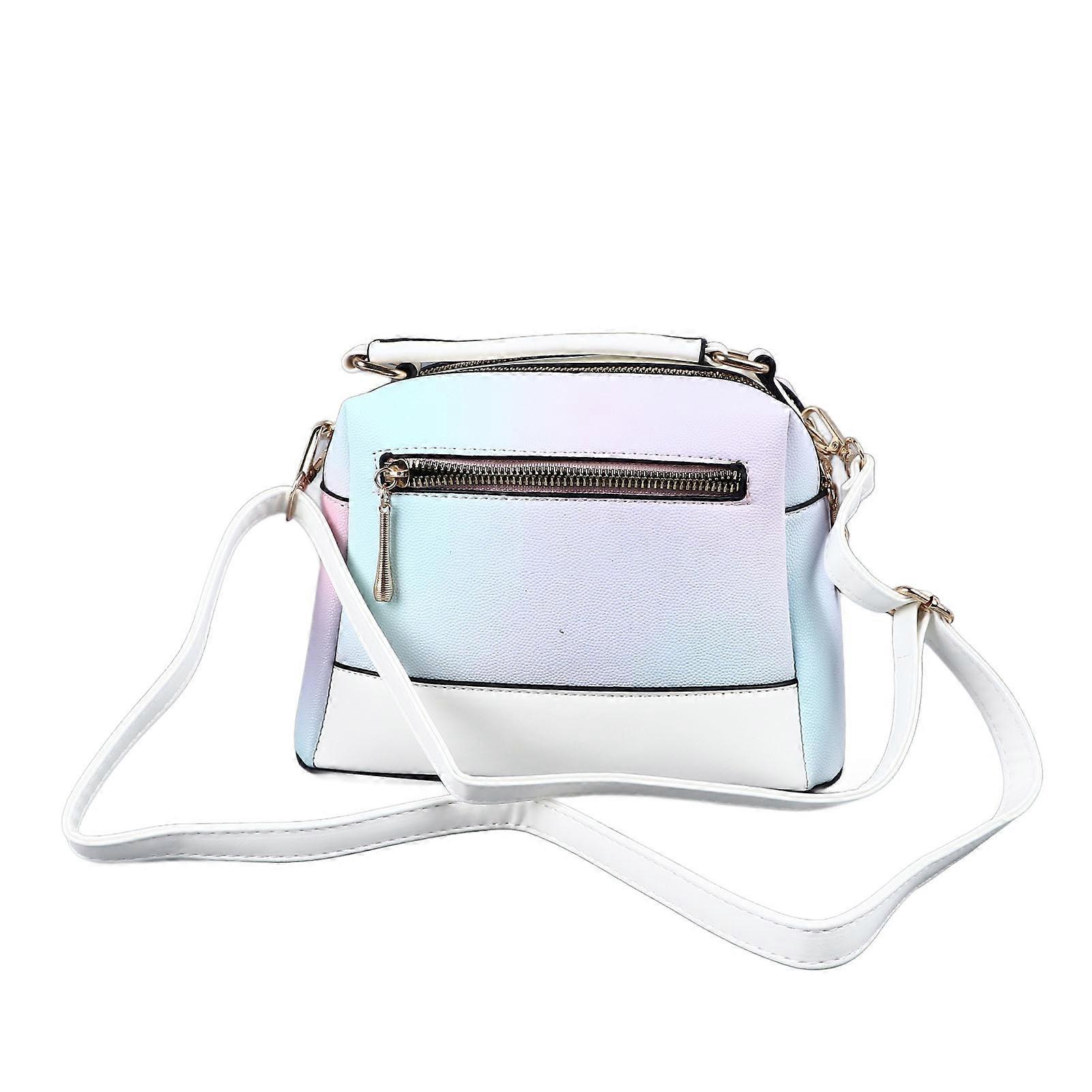 Women PU Leather Shoulder Bag Large Capacity White Adjustable Strap