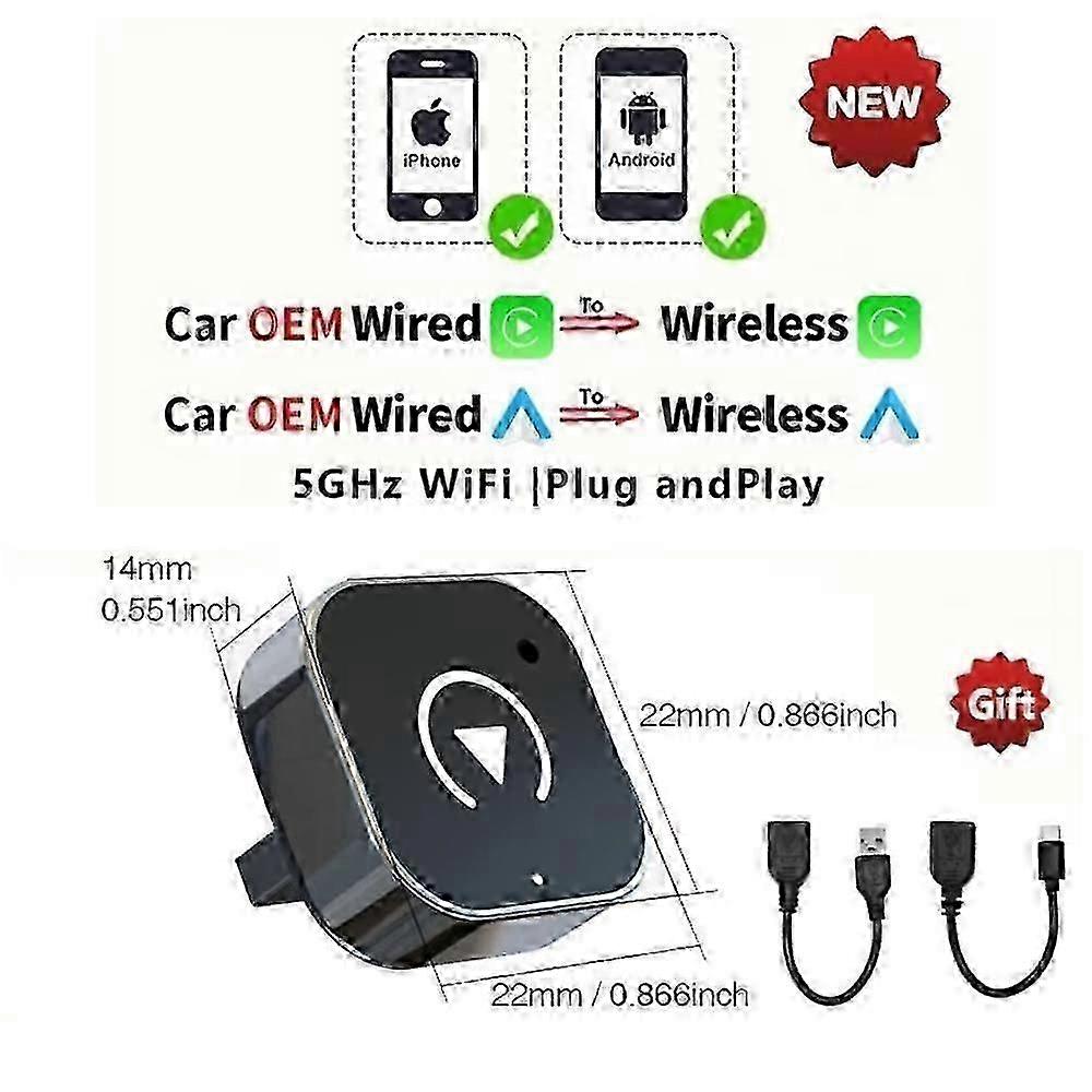 New Wireless Carplay/android Auto Adapter For Android Car Connectivity Box Wired To Wireless Ai Box Usb Dongle Plug And Play