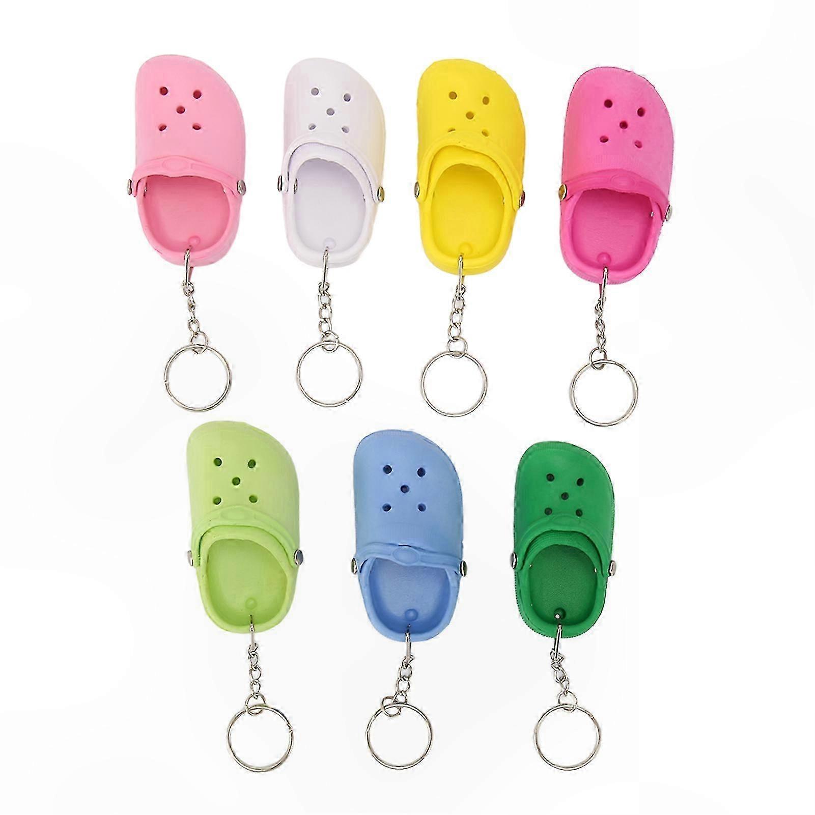 7-Piece Soft Silicone Sandal Keychains for Bags and Vehicles